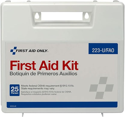 First Aid Only 223-U OSHA-Compliant First Aid Kit, All-Purpose 25-Person Emergency First Aid Kit for Business, Worksite, Home, and Vehicle, 106 Pieces