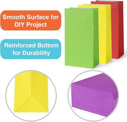Poever 30 Pcs Party Favor Bags - 6 Colors Small Gift Bags 5x2.95x9.45 Colorful Treat Rainbow Kraft Paper for Birthday Party Wedding Craft Activities