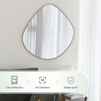 ELEHUME Asymmetrical Wall Mirror Matel Gold Framed Wall Mirror for Living Room Bedroom Bathroom Entryway Wall Decor 28.2" L x 27.8" W ELE-003Gold