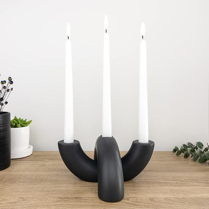 Taper Candle Holder Set - Candle Stick Holders for Dining Room Table, Entryway Table, or Fireplace Mantel - Modern Candelabra Home Decor (Black)