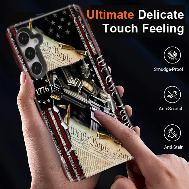 Compatible for Samsung Galaxy S25 Plus 5G Case, Dual Layer Heavy Duty 2 in 1 Shockproof Protective Phone Case,Classic American Flag 1776 We The People
