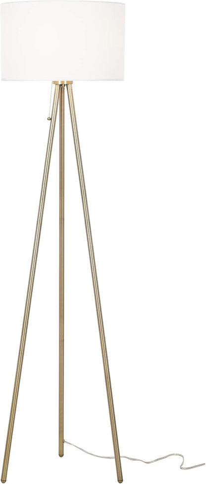 Catalina Lighting Mid-Century Modern Tripod Floor Lamp, Standing Lamp, Living Room Floor Light, LED Bulb NOT Included, 61.25", Antique Brass