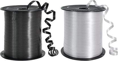 TONIFUL 500 Yards Curling Ribbon-Balloon Ribbon-Balloon String for Art&Craft Decor,Gift Wrapping,Ribbons and Bows for Christmas New Year Birthday Gifts Graduation Supplies (Black and Silver)