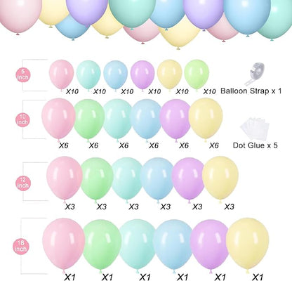 Pastel Balloon Garland Arch Kit, 120pcs Macaron Color Rainbow Party Balloons for Baby Shower Birthday Party Decorations