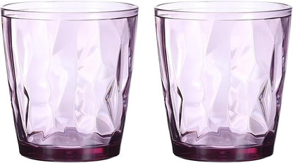 uxcell 10oz Acrylic Drinking Glasses, 2Pcs Plastic Reusable Tumblers Drinkware Unbreakable Water Glasses Cups Stackable & Dishwasher Safe for Home Outdoors Restaurant, Purple