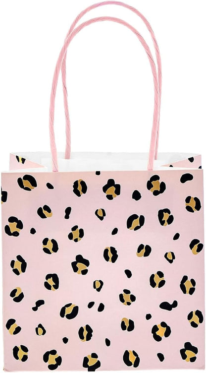 Sparkle and Bash Party Favor Bags with Handles - 12-Pack, 5 x 5 x 3 In, Pink Floral & Animal Assortment - Mini Gift Bags for Jewelry, Candies & Small Favors