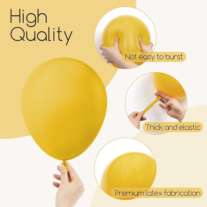 Awenztech 110pcs Mustard Yellow Balloons, 18 12 10 5 inch Mustard Balloons Different Sizes Yellow Balloon Garland for Baby Shower Sunflower Thanksgiving Fall Birthday Party Decorations
