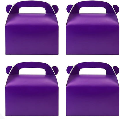 30-Pack Dark Purple Party Favor Treat Boxes, Goodie Boxes, Gable Paper Gift Boxes with Handles. Perfect for Purple Birthday Party Baby Shower Decoration Supplies