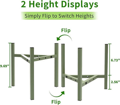 Aripark Plant Stand Indoor Adjustable, Metal Modern Small Plant Stands, Heavy Duty Stable Plant Pot Flower Holder Indoor Outdoor Corner, Fit 8 9 10 11 12 inch Pots, Green (Pot & Plant Not Included)