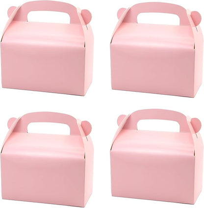 30-Pack Pink Party Favor Treat Boxes, Goodie Boxes, Gable Paper Gift Boxes with Handles. Perfect for Princess Pink Party and Baby Shower Decoration Supplies.