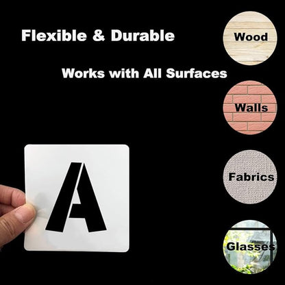 REOLAN 1.25 Inch Letter Stencils for Painting - 42 Pack Alphabet Letter and Number Stencil Templates with Signs for Painting, Reusable Letters Numbers Stencils for Chalkboard Wood Crafts & Wall Decor