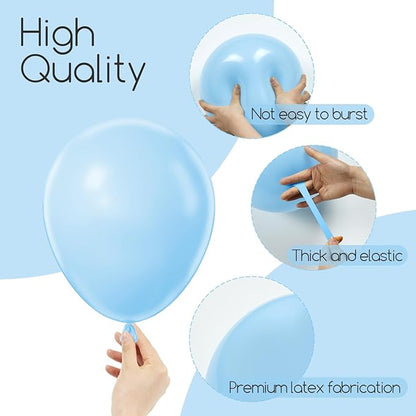 Awenztech 120pcs Light Blue Balloon Arch Kit, 18 12 10 5 inch Pastel Baby Blue Latex Balloons Different Sizes Balloon Garland for Graduation Baby Shower Gender Reveal Birthday Party Decorations