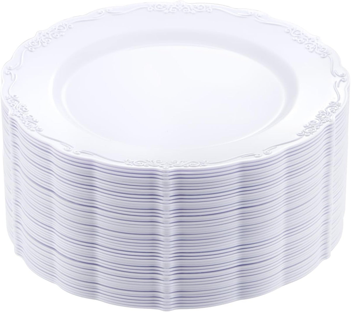 DaYammi 36PCS White Plastic Plates, Heavy Duty White Disposable Plates Premium 10inch Dinner Plates Hard Plastic Plates Disposable for Party Wedding Bridal Shower