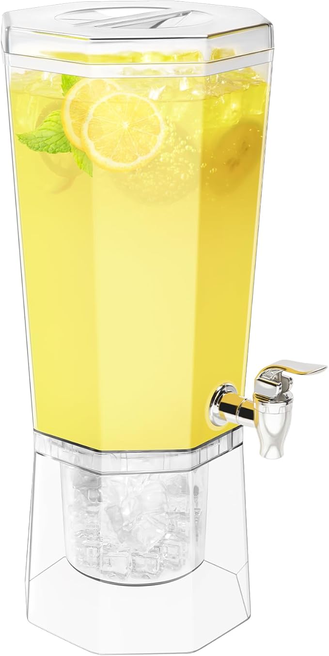 Lifewit 1 Gallon Drink Dispenser for Parties, 4L Plastic Beverage Container with Stand for Juice/Tea/Soda & Lemonade, Clear Water Pitcher with Spigot for Mimosa Bar Hosting 39 x 16 cm/15x6"