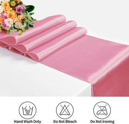 12 Pack Satin Table Runner 12 x 108 Inch Long Satin Table Runners for Wedding Banquet Graduations Birthday Party Decoration (Light Pink)