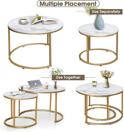 Garden 4 you Nesting Coffee Table Faux White Marble