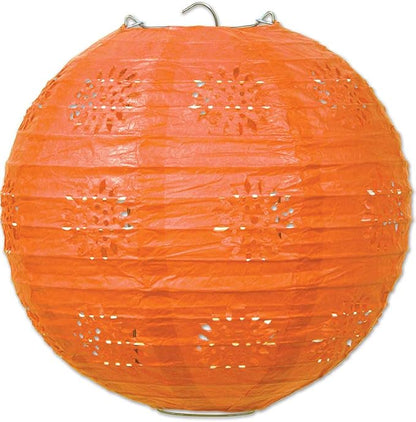 Beistle 3 Piece Orange Paper Lace Lanterns For Birthday Party Decorations, Wedding Receptions, Cinco De Mayo, Day Of The Dead Celebrations