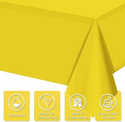 16Pack Yellow Plastic Tablecloth for Rectangle Tables, Premium Decorative Yellow Disposable Table Cloths for Parties, Rectangle Party Table Cover for Birthday Wedding Baby Shower Festivals, 54x108Inch