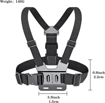 Adjustable Mobile Phone Chest Strap Harness Mount, Black, Compatible with iPhone, GoPro Hero, DJI Osmo Action Cameras
