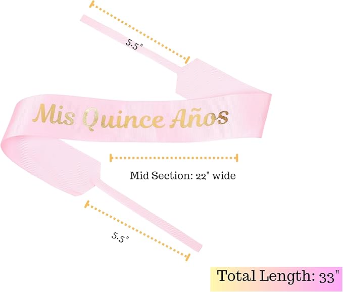 Set of 12 Bouquet Banner Grosgrain Ribbon Tie Wrap Printed Sash Florist Bulk Supply for Floral Arrangements (Pink - MIS Quince ANOS)