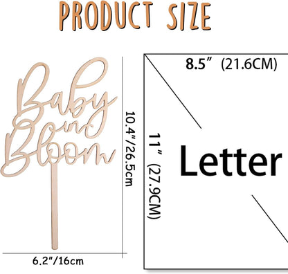 Baby in Bloom Wooden Cake Topper - Baby Shower Wood Cake Topper Decorations, Gender Reveal Party Cake Décor