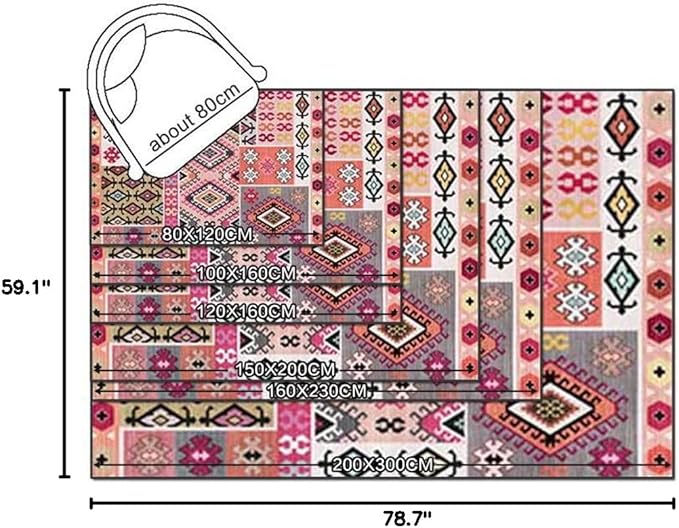 Vintage Boho Area Rugs Multicolor Ethnic Style Geometric Splicing Carpets Bedroom Living Room Kitchen Floor Mats Indoor Outdoor Non-Shedding Runner Rug Home Décor Carpet 5' X 6.5'