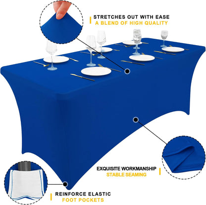 Smiry 2 Pack Spandex Table Cloth 5FT, Elastic Fitted Stretch Tablecloths for Rectangle Tables, Washable Table Cover for Outdoor, Wedding, Banquet & Parties (Blue, 60Lx30Wx30H Inch)