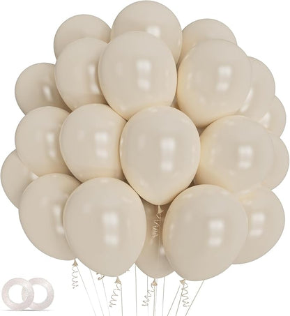 Sand White Latex Balloons 12 Inch 100 Pack Matte Latex Balloons for White Theme Birthday Party Wedding Baby Shower Decorations
