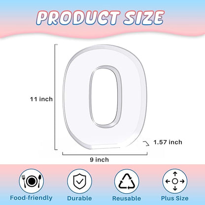 11" Acrylic Letter Charcuterie Box, Reusable Fillable Alphabet Number Shaped Form Tray for Birthday Anniversaries, Party Decorative Serving Plates Display Candy Cake (O)