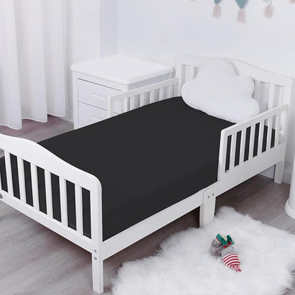 Waterproof Crib Sheets for Boys 2 Pack, Fitted Baby Crib Sheet Neutral 52" x 28" for Standard Crib and Toddler Bed Mattress, Soft and Breathable Kid Toddler Sheets for Boys or Girls, Black