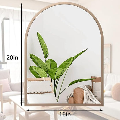 Arch Wall Mirror 20"x16" Large Bathroom Mirror Metal Frame Mirrors for Wall, Decoration Vanity Bedroom Entryway Living Room Brass