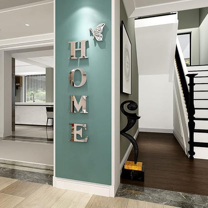 Home Wall Decor Letter Signs Acrylic Mirror Wall Stickers Decorations for Living Room Bedroom Home Decor Wall Decals (Silver, 47.2 X 15.3IN)