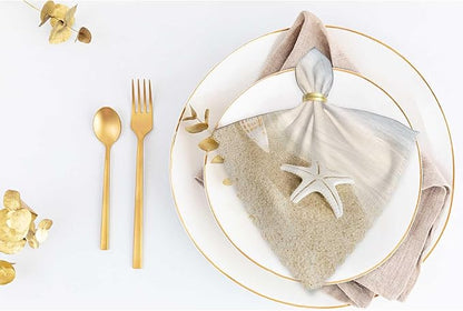 White Shells Cloth Napkins Dinner Table Napkin Ocean Tropical Beach Conch Starfish Washable Reusable Napkins Set of 4 for Kitchen Home Holiday Party Wedding 18 x 18 inch