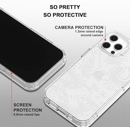 MOSNOVO Case for iPhone 12 & iPhone 12 Pro, [Buffertech 6.6ft Military-Grade Drop Protection] [Anti Peel Off Tech] Clear TPU Bumper Phone Case Cover Design - White Dragon