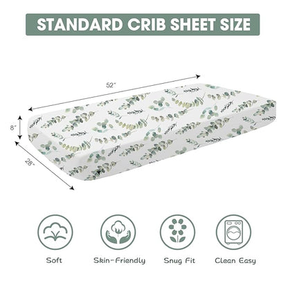 Bimocosy Crib Sheets 4 Pack, Baby Crib Sheets Fitted for Boys and Girls Breathable & Snug Fit, Soft Toddler Bed Sheets for Standard Crib Mattress Nursery Daycare Essentials, Bear Cub
