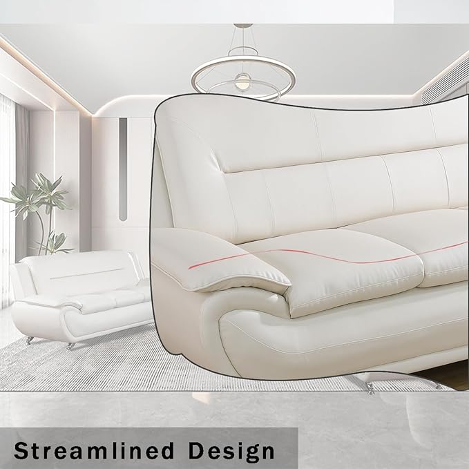 Leather Couches for Living Room, Living Room Couch Set, Creamy White Chair for Bedroom, Apartment, Living Room Furniture Sets (b-Creamy White, Chair)