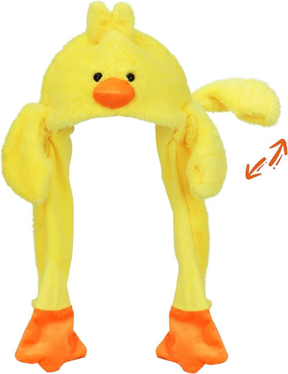 Bubblepompom Animal Hat with Ears Moving Jumping Pop Up Beating Hat Plush Holiday Cosplay Dress Up Funny Gift for Kids