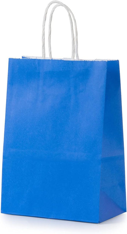 MISU Paper Bags Party Favor Bags Kraft Paper Gift Bags with Handle, Small, 8.3x5.9x3.2 Inches, 16-Pack (Red, Blue, Yellow, Green)
