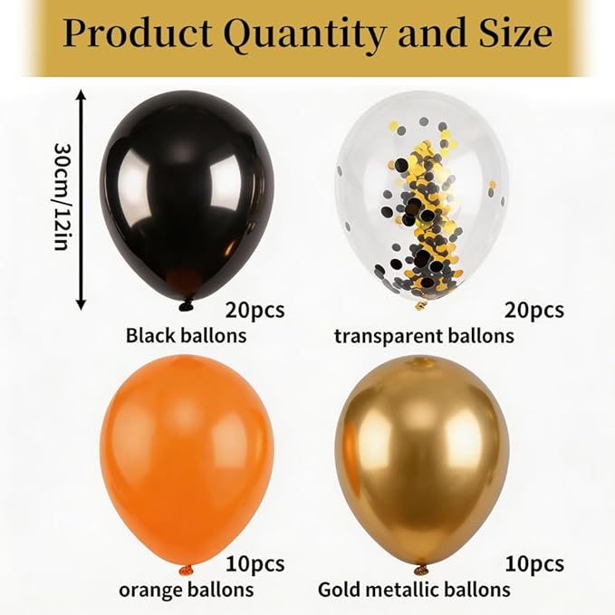 60Pcs Black and Gold Balloons Graduation Balloons - 12 Inch Gold Confetti with Ribbons for 2026 Graduation Decorations for Birthday Bridal Wedding Festival Party Decorations