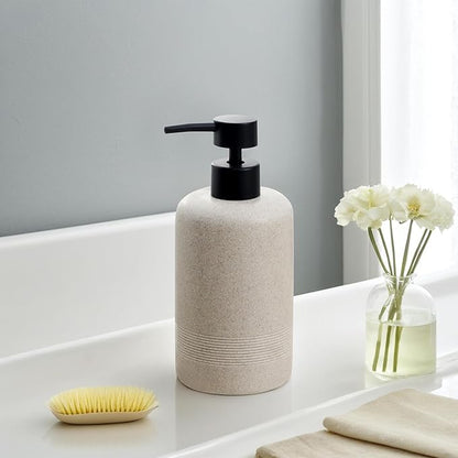Soap Dispensers 400ML 13OZ, 2 PCS Hand Dish Lotion Shampoo Lotion Soap Dispenser Jar, Resin Premium Thick Soap Pump Bottles for Kitchen Bathroom Countertop (Beige)