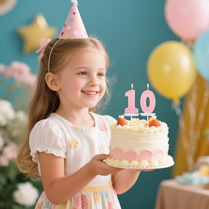 Pink Number Birthday Candles, Romantic Cake Glitter Pink Number Candles Anniversary Cake Topper Decoration Cute Birthday Party Supplies for Wedding Anniversary Celebration Supplies (0)