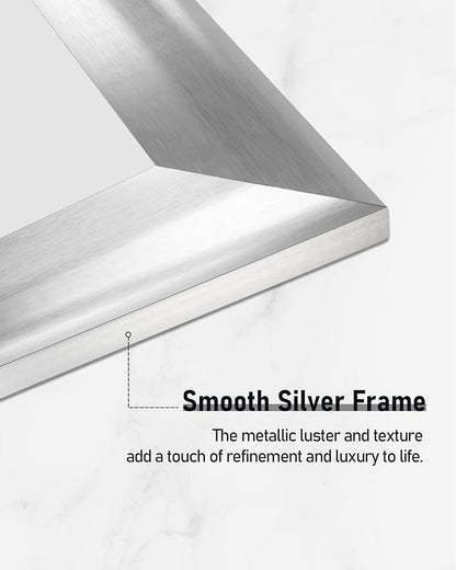 CULER Silver Wall Mirror for Bathroom,Rectangle Rustic 24 x 36 inch Hanging Vanity Mirrors with Wood Grain Pattern for Living Room,Bedroom,Entryway