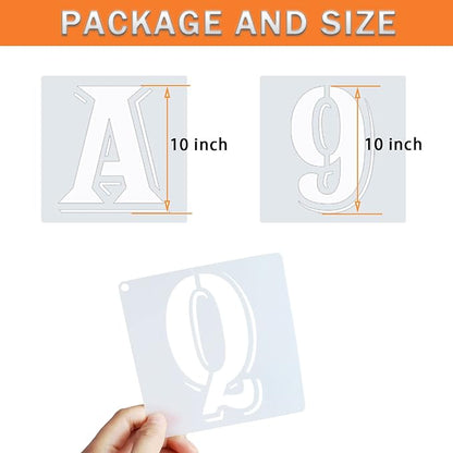 ASMPIO 10 Inch Letter Stencils Symbol Numbers Craft Stencils, 42 Pcs Reusable Plastic Alphabet Templates for Painting on Wood, Wall, Fabric, Rock, Glass, Signage, DIY Art Projects