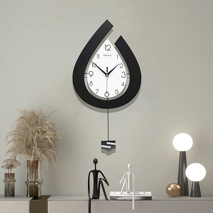 Large Wall Clock for Living Room Decor Big Decorative Pendulum Modern Wall Clock Silent Non Ticking Battery Operated 22.4 Inch Wood Art Clock for Kitchen Bedroom Office Indoor Home
