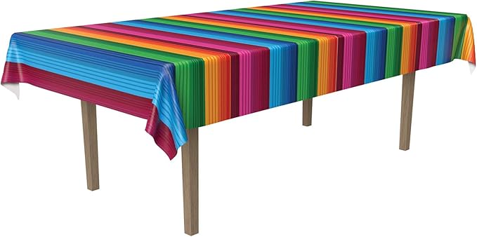 Beistle Fiesta Tablecover, 55” x 90.5”, Polyester, Rectangular, Fiesta Rectangular Tablecloth