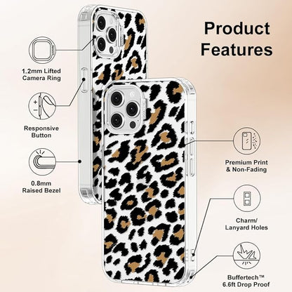 MOSNOVO Case for iPhone 12 & iPhone 12 Pro, [Buffertech 6.6ft Military-Grade Drop Protection] [Anti Peel Off Tech] Clear TPU Bumper Phone Case Cover Design - Leopard Print