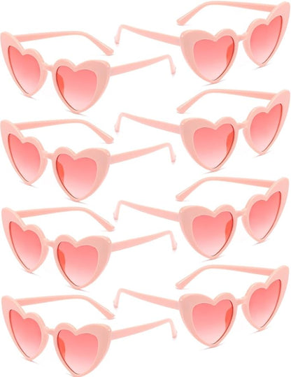 8 Pack Heart Sunglasses Vintage Cat Eye Heart Glasses Retro Bachelorette Bride Sunglasses Bulk for Women