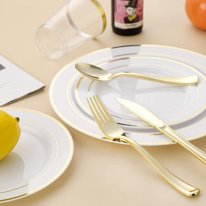 N9R 72PCS Gold Plastic Forks, Solid, Durable and Heavy Duty Plastic Forks, Perfect Utensils for Parties, Thanksgiving, Christmas and Daily Use