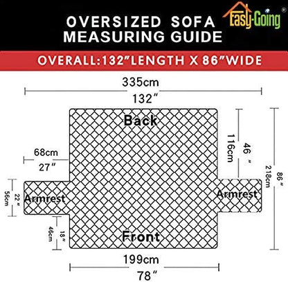 Easy-Going Reversible Oversized Couch Cover for 3 Cushion Couch Sofa Cover for Dogs Water Resistant Furniture Protector Cover with Foam Sticks for Pet Cat (Oversized Sofa, Blue/Ivory)