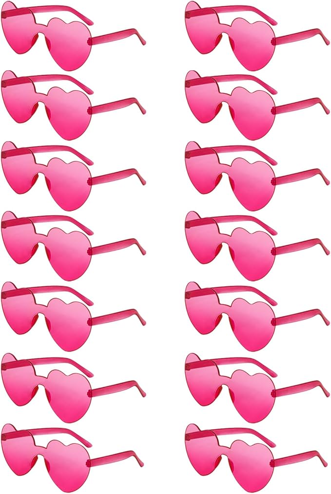 14/42 Pack Heart Sunglasses for Women, Fun Cute Rimless Transparent Candy Color Heart Glasses Party Favors